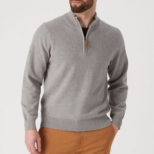 Duluth Trading Co. Mens Strongarm Quarter Zip Pullover Sweater Grey Heather Knit